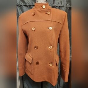 🍊David N Double-Breasted Burnt Orange Pea Coat Women's Small EXCELLENT!
